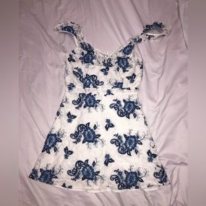 Blue and white floral dress
